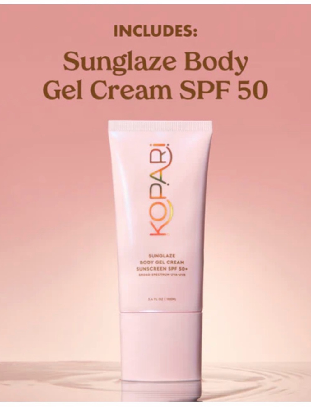 Kopari Pink Sunglaze Body Gel Cream SPF 50+